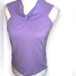 VINTAGE, retro inspired sleeveless top with cowl neck. Cotton. 1980s.